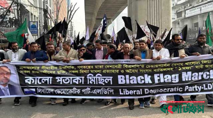 রাজধানীতে এলডিপির কালো পতাকা মিছিল