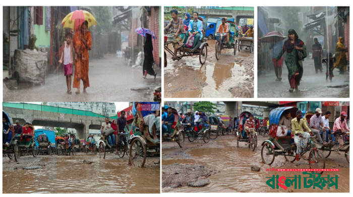 বৃষ্টি ও যানজটে ভোগান্তিতে রাজধানীবাসী