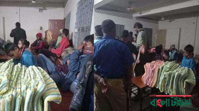 বাড়িঘর ছেড়ে আশ্রয়কেন্দ্রে নির্ঘুম রাত পার