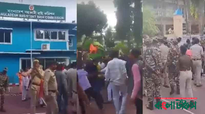 আগরতলায় বাংলাদেশ দূতাবাসে উগ্রপন্থীদের হামলা-ভাঙচুর