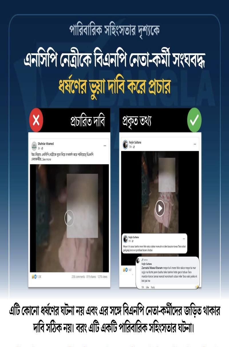 এনসিপি নেত্রীকে গণধর্ষণ দাবিতে ভাইরাল বিষয়টি ভুয়া
